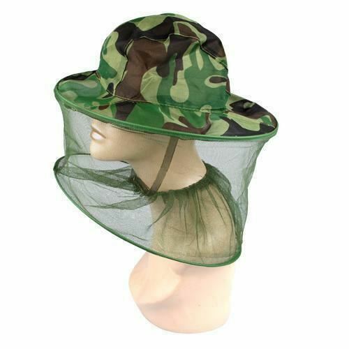 Mosquito Insect Head Net WITH HAT Wasp Bug Hat Mesh Travel Camping Fishing UK - Picture 2 of 3
