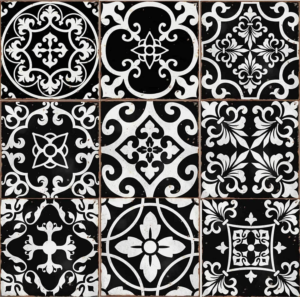 Pack of 18 black tile transfer stickers wall adhesive peel and stick mosaic wall - Image 3 of 3