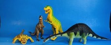Vintage Lot of 4 Hard Plastic Dinosaurs Imperial Larami Brontosaurus TREX