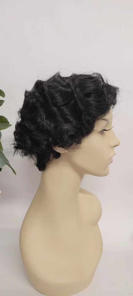 PELUCA CORTA RETRO FINGER WAVE NEGRA AÑOS 80 COSPLAY - MAGIC TOUCH PREMIUM SINTÉTICA Foto 2 de 4