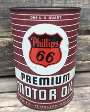Vtg 1950s PHILLIPS 66 Premium Motor Oil 1 Qua...
