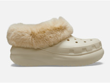 Crocs FUREVER CRUSH Womens 7 Mens 5 Bone Beige Clogs Slip On Faux Fur 208446