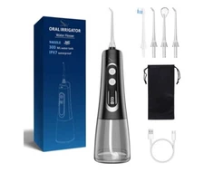 Cordless Oral Irrigator Water Flosser, Rechargeable LED Screen, 360 Nozzle 300ML