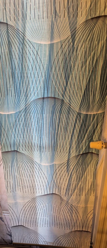 Schiebevorhang , 2 Stück mit Schiene , Türkis/weiß - Bild 2 von 2