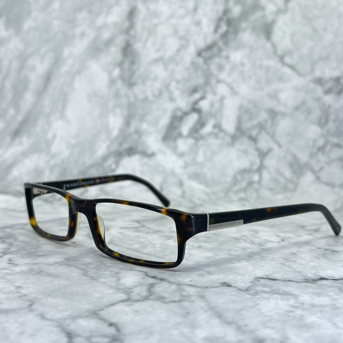 Prada Tortoise Rectangular Wrap Glasses Prada PR 06YS M (53 - 21) with Brown lenses and Tortoise  main image 3