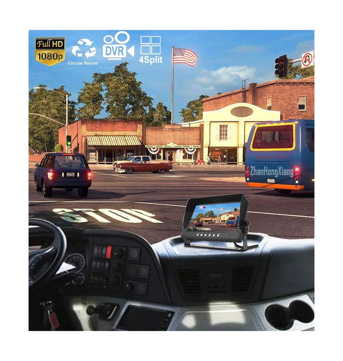 HD 1080P Backup Camera 9 Monitor DVR Kit,4 x IR Night