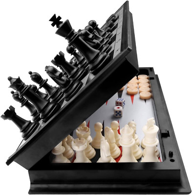 3 in 1 Chess Checkers Backgammon Set, KAILE Magnetic Chess Travel Magnet Chess w