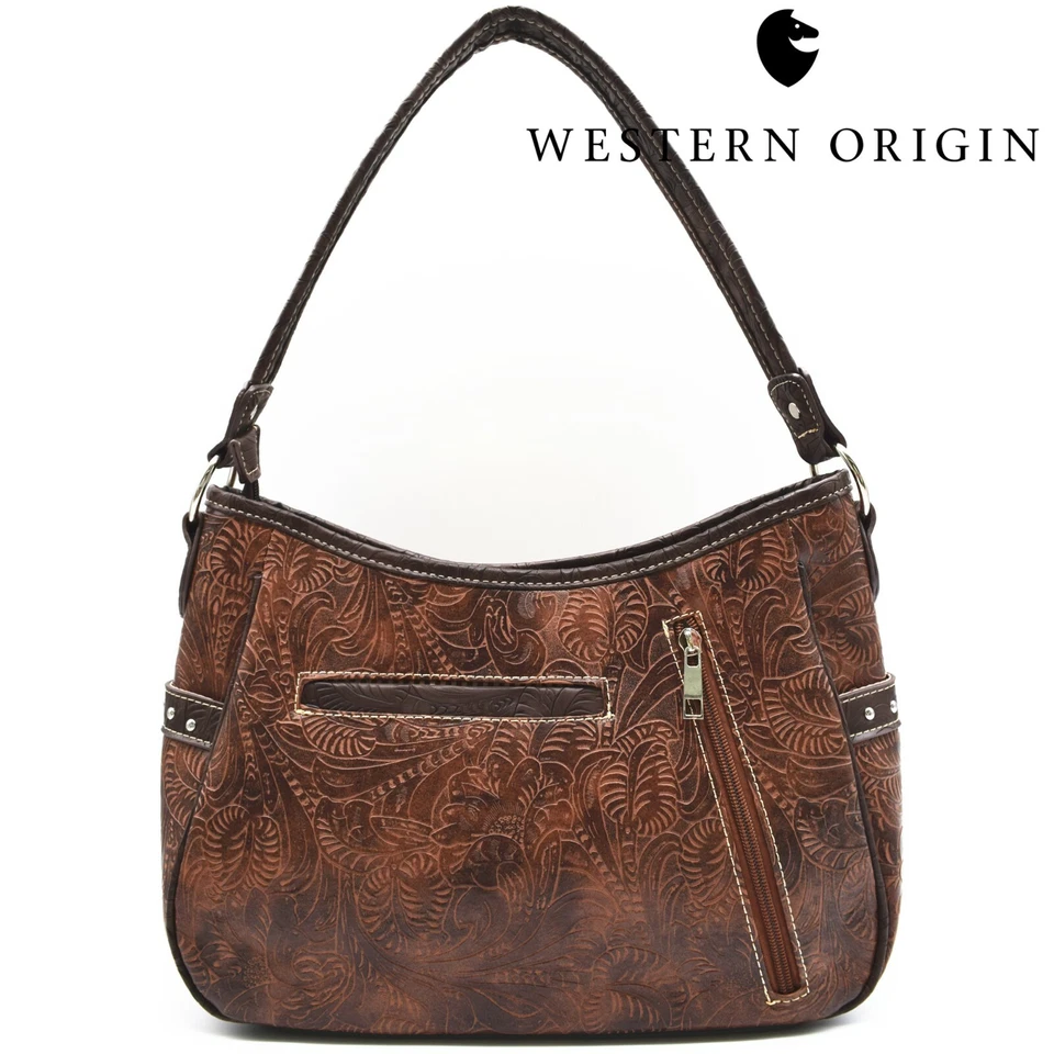 Western Bolso de Mano Oculto Cartera de Transporte Pluma Mujeres Bolso de Hombro Cartera Café Foto 4 de 4