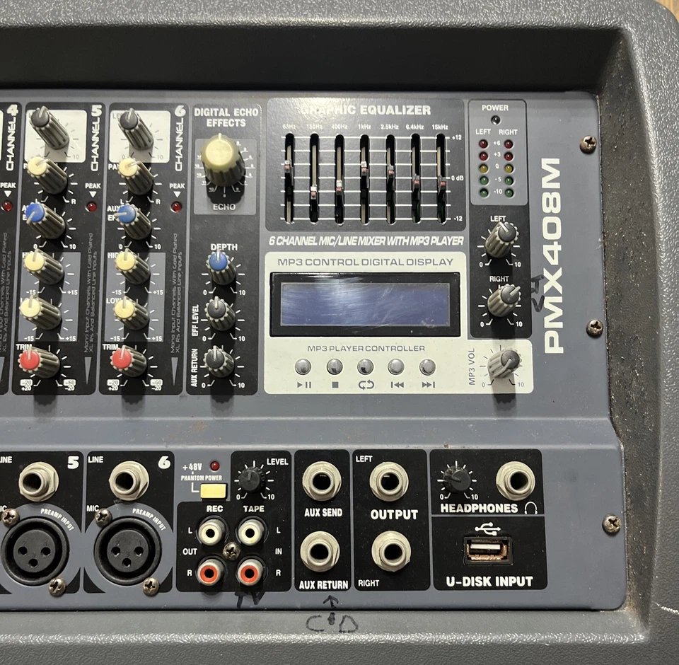 Pyle Pro PMX408M 6 Channel Microphone / Audio Effects & Mixer - FOR PARTS - Image 3 of 4