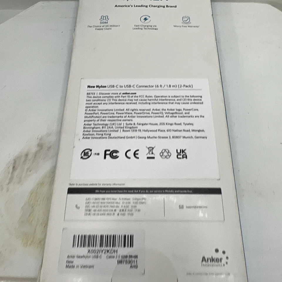 Anker USB C to USB C Cable 6ft Nylon Cord Fast Charging (2) - Image 2 of 3