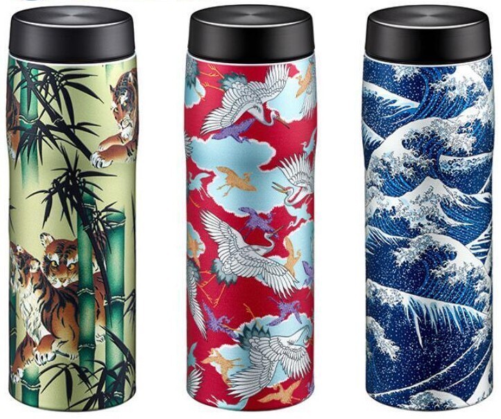 TIGER Stainless Steel Bottle, Kyo-Yuzen, Japanese Pattern