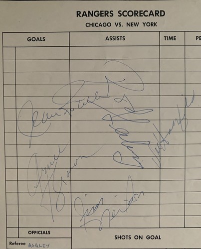 1965-66 Scorecard Signed x5 New York Rangers Autographed Ratelle Hadfield++ JSA - Picture 3 of 4