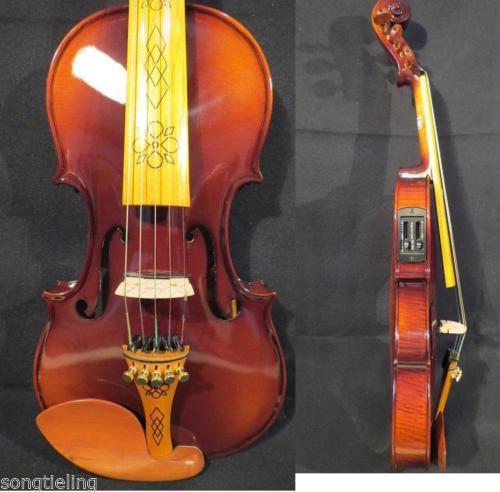 Brown color 5 strings 4/4 electric violin +Acoustic violin, free / Bow & Case - Picture 1 of 6