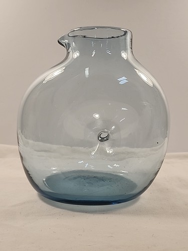 La Mailloche Beauport Light Blue Pinch Pitcher Decanter Vase Canada Signed 6.5"