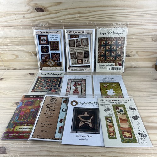 Lot of 10 Quilt Patterns Charts Sewing Log Cabin Pinwheel Spring Autumn Mums