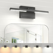 15.7 Inch Modern Bathroom Light Fixture, 20W 5CCT Dimmable LED Black Bathroom Va