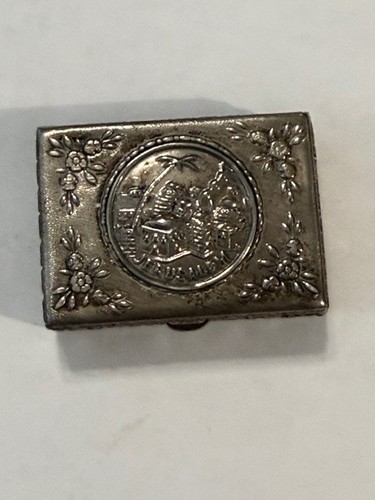 JUDAICA SILVER PLATED PILL BOX "JERUSALEM" DESIGN MADE IN ISRAEL 1950's