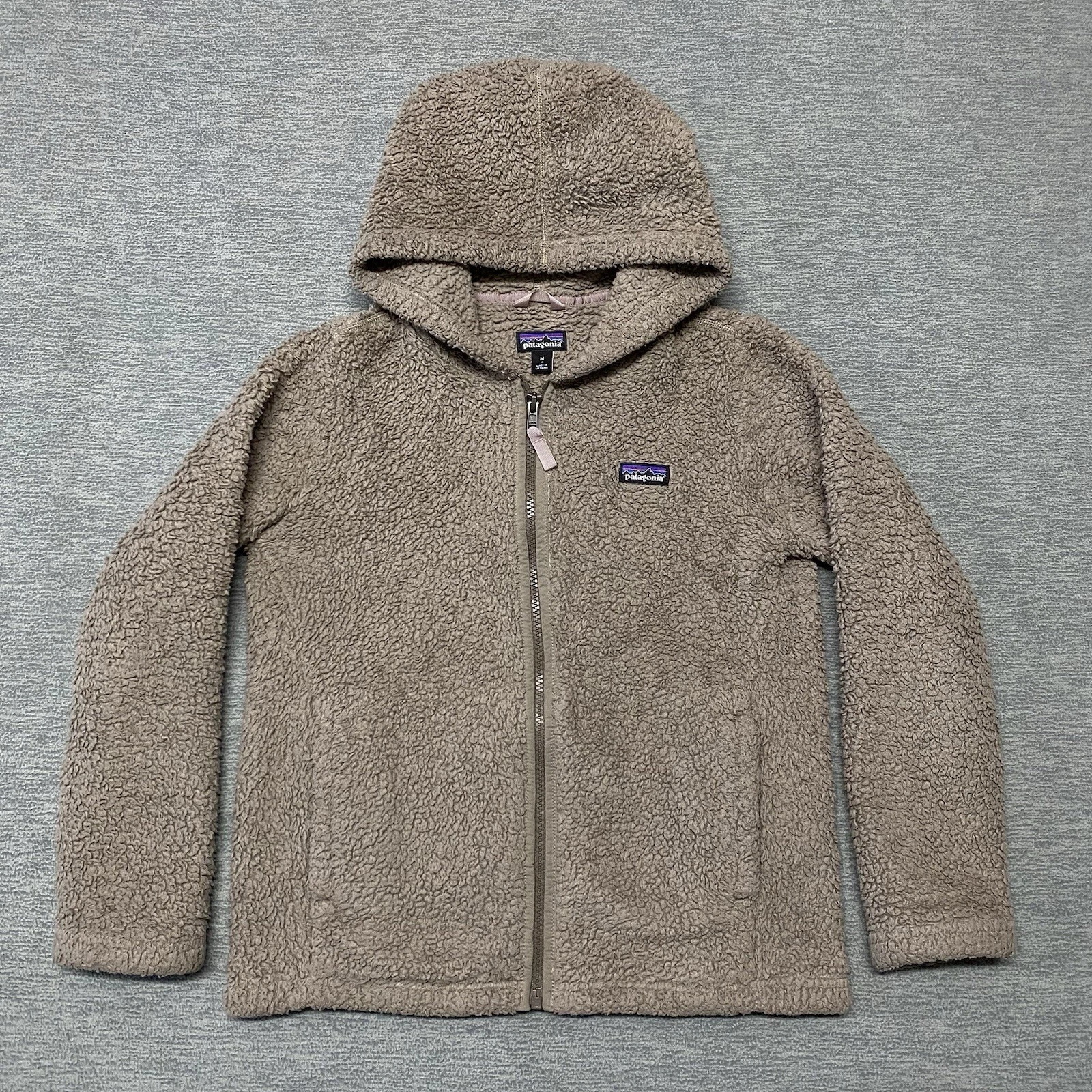 Patagonia Los Gatos Jacket Kids Girls Size Medium 10 Brown Full Zip Hoodie Sherp
