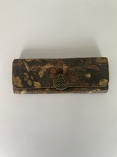 Antique Victorian Tooled Leather Wallet Gold Gilt Butterflies Blooms c. 1890s
