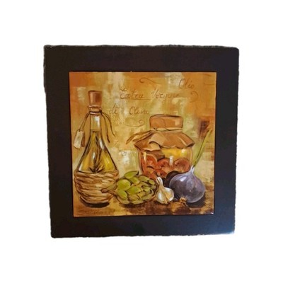 Ceramic Hand Painted Italian Glazed Square Tile for Kitchen Wall. 8'' x 8''.