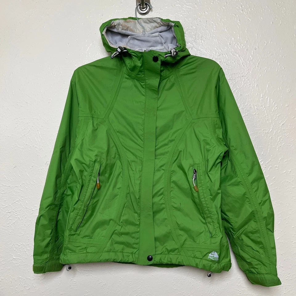 Chaqueta Nike ACG Para Mujer S Verde Calce Tormenta Cremallera Completa Con Capucha Malla Forrada Exterior Foto 2 de 4