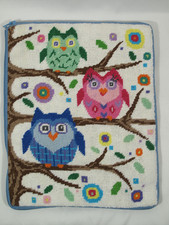 CANOODLES NEEDLEPOINT KIT “OWLS” Made Into A Book Cover With a Faux Velvet Back