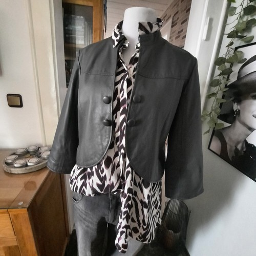 Hochwertige ausgefallene Lederjacke echt Leder Bon A Parte 46 Passt 44 Schwarz