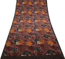 Sushila Vintage Indian Saree 100 Pure Crepe Silk Printed Floral Soft Fabric