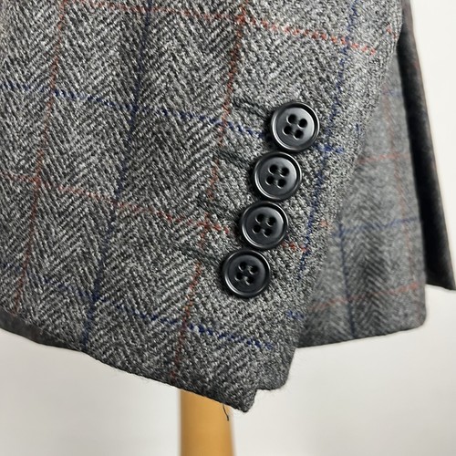 Paul Costelloe Tweed Blazer Jacket Men's 42R Dark Grey Check Herringbone Sport - Picture 11 of 15