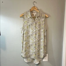 Rachel Zoe Floral Sleeveless High/Low Button-Up Blouse Size M