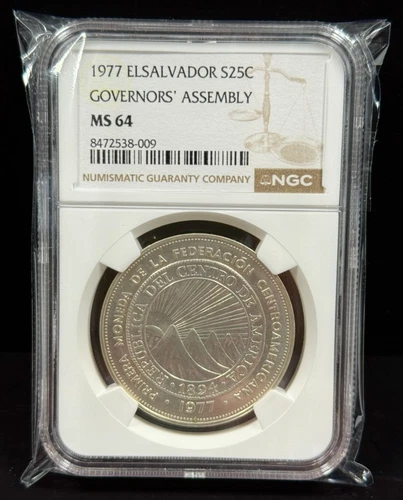 El Salvador – 25 Colones – 1977 Governors’ Assembly – NGC MS 64