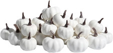 30 Pack Mini White Artificial Pumpkins, Assorted Sizes for Fall Decor