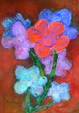 JANET LEO  SFA  ORIGINAL MIXED MEDIA   COLLAGE  "FLORAL FANTASY"     floral