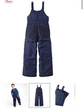 Lands' End Kids Squall Snow Bibs Ski Overalls Black size 12 Waterproof Insulated
