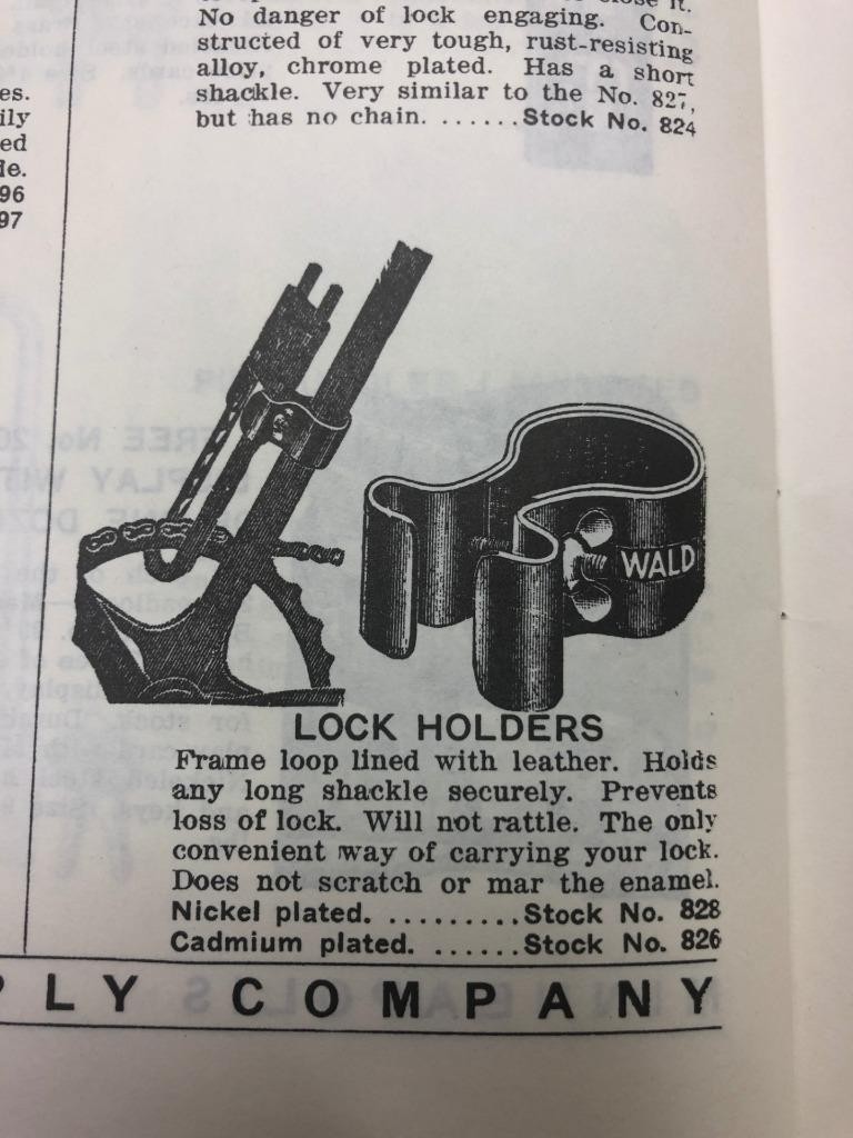 NOS vintage WALD bicycle LOCK HOLDER bracket for long shackle antique bikes
