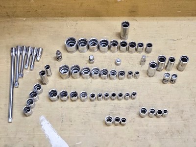 Vintage Indestro Super, Indestro Select, 3/8/-1/2 drive Socket Set 59 Piece.