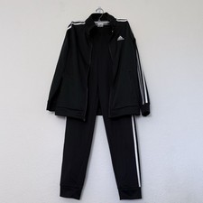 Adidas Tracksuit Zip Jacket Jogger Pants 3-Stripes Boys Youth Large - Black