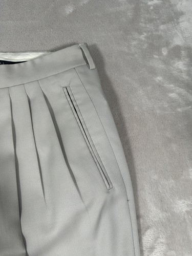 CANALI Current 1934 Cream Beige 100% Wool Luxury Flat Front Pants Trousers - 34 - Picture 3 of 24