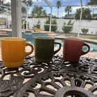 3-Vintage Fire King Anchor Hocking Muti-Color Stacking Coffee Tea Mugs Cups