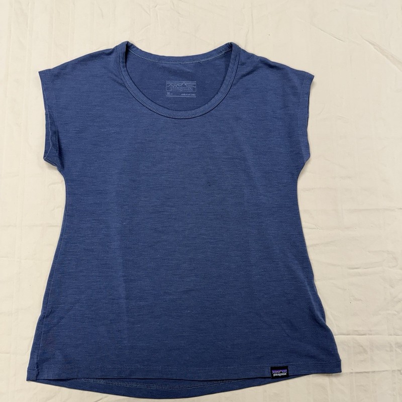 Patagonia Short Sleeve Performance Shirt Blue Girls Youth Medium 10
