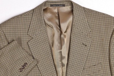 Corneliani Collection Tan Extrafine Wool Houndstooth Blazer Sport Coat 44 S