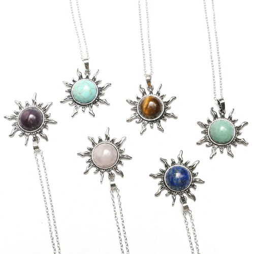 Vintage Crystal Stone Sun Pendants Chakra Energy Reiki Healing Amulet Necklace - Picture 2 of 22