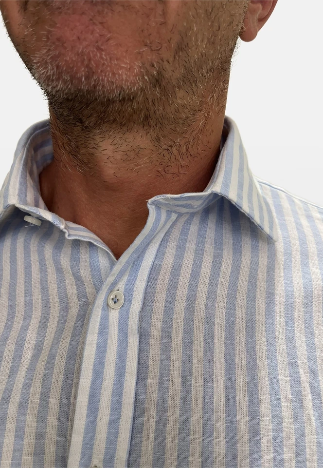 Camicia Uomo Manica Lunga Lino e Cotone Bastoncino INGRAM 5T087-217-REG-C - Immagine 4 di 4