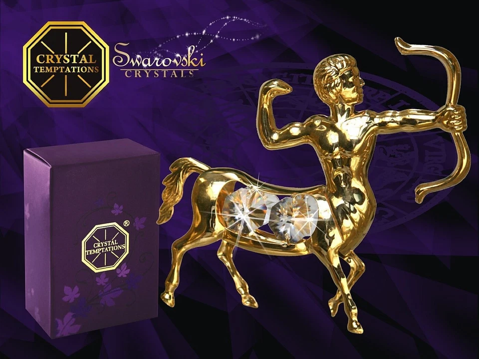 CRYSTAL TEMPTATIONS 4198 Gold Sagittarius Schütze Swarovski Steine Kristall 24 Karat Crystal 10 cm