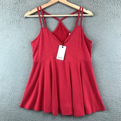 New Ro & De Camisole Tank Top Red Ruffle Scoopneck Sleeveless S