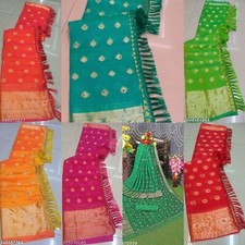 Women's Cotton Blend Georgette Saree With Separate blouse Piece