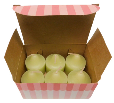 Just Desserts PartyLite Box of 6 Green Votive Candles Lemon Lime Macaroon V06779
