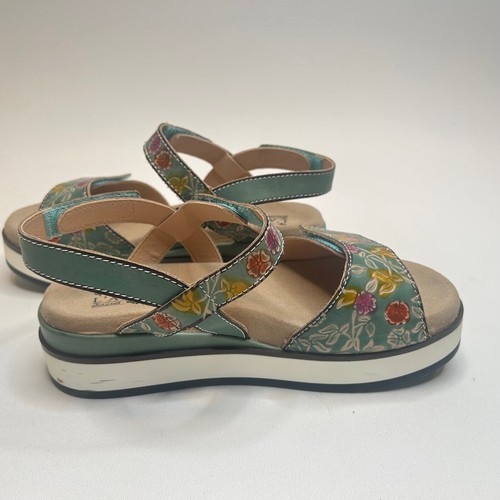 Fun L'ARTISTE CLARA Sandals Green Multi Gently Used New in box sz 37 (US 6.5-7) - Picture 6 of 11