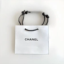 Chanel Small Gift Bag White Paper Classic Black Logo L 5.5 x H 4.5 x D 2"