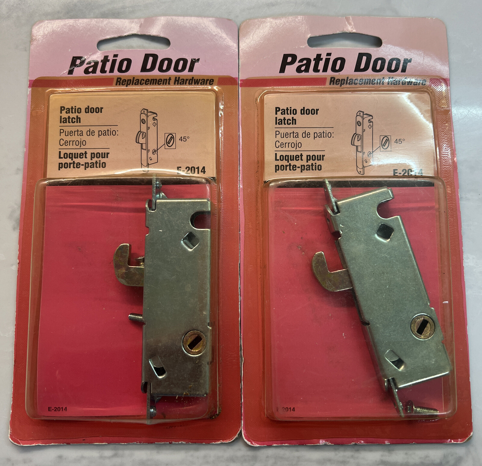 Lot of 2 PRIMELINE E 2014 Patio Door Latches Adjustable 45 Degree Lever